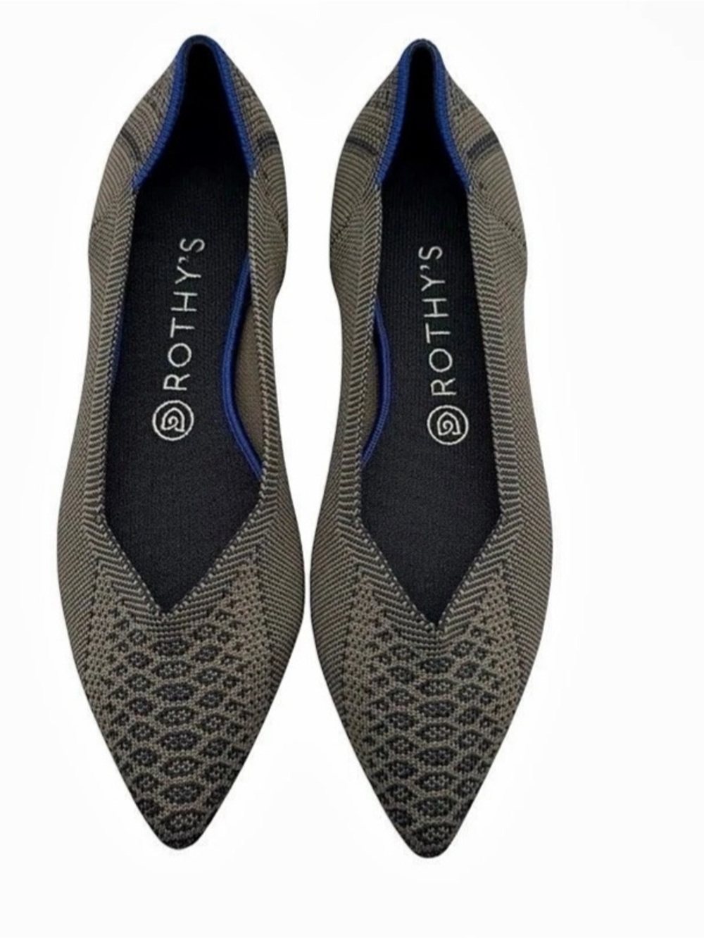 Rothy's The Point Pointed-Toe Flats in Brown & Black US 6 Like New